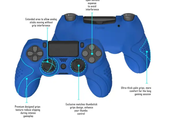 Capa de silicone macia e ergonômica antiderrapante para controle PlayVital Guardian Edition para PS4, protetor de borracha com tampas brancas para joystick para PS4 Slim/PS4 Pro - Imagem 3